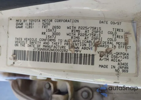 1998 Toyota 4Runner Sr5 V6 z USA, uszkodzony, nr VIN JT3GN86R2W0060282